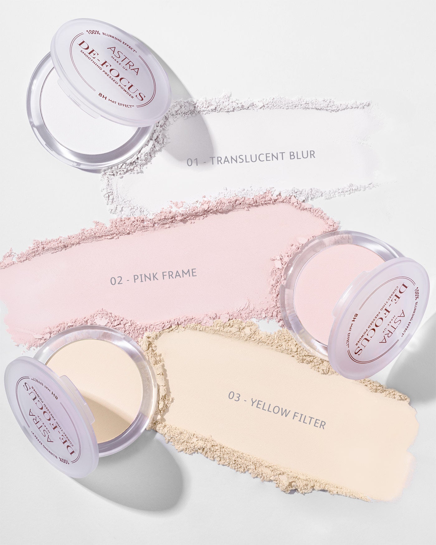DE-FOCUS SMOOTHING PRESSED POWDER - 02 - Pink Frame - Astra Make-Up